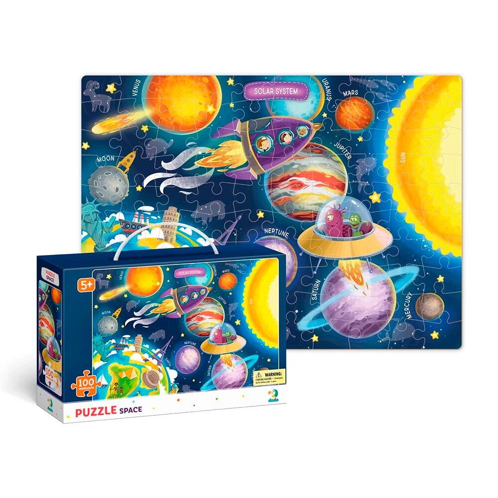 Puzzle educativ cu spațiul cosmic, 100 piese, pentru copii 5+