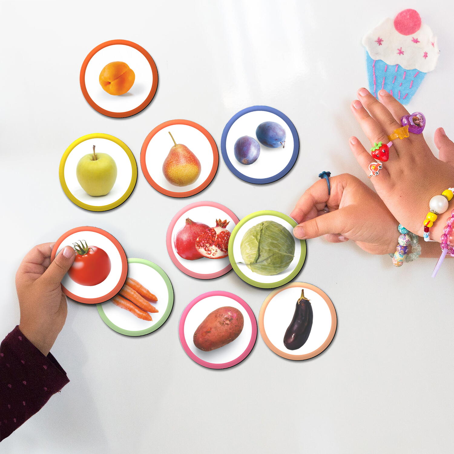Set magneți Montessori cu fructe și legume, 36 piese educative