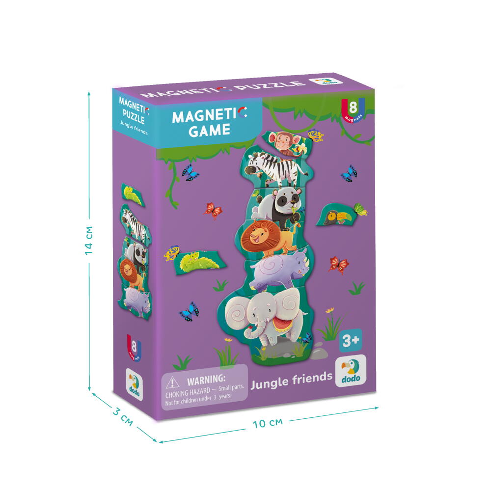 Set magnetic Dodo Prietenii din jungla, 8 piese, joc educativ 3+ ani