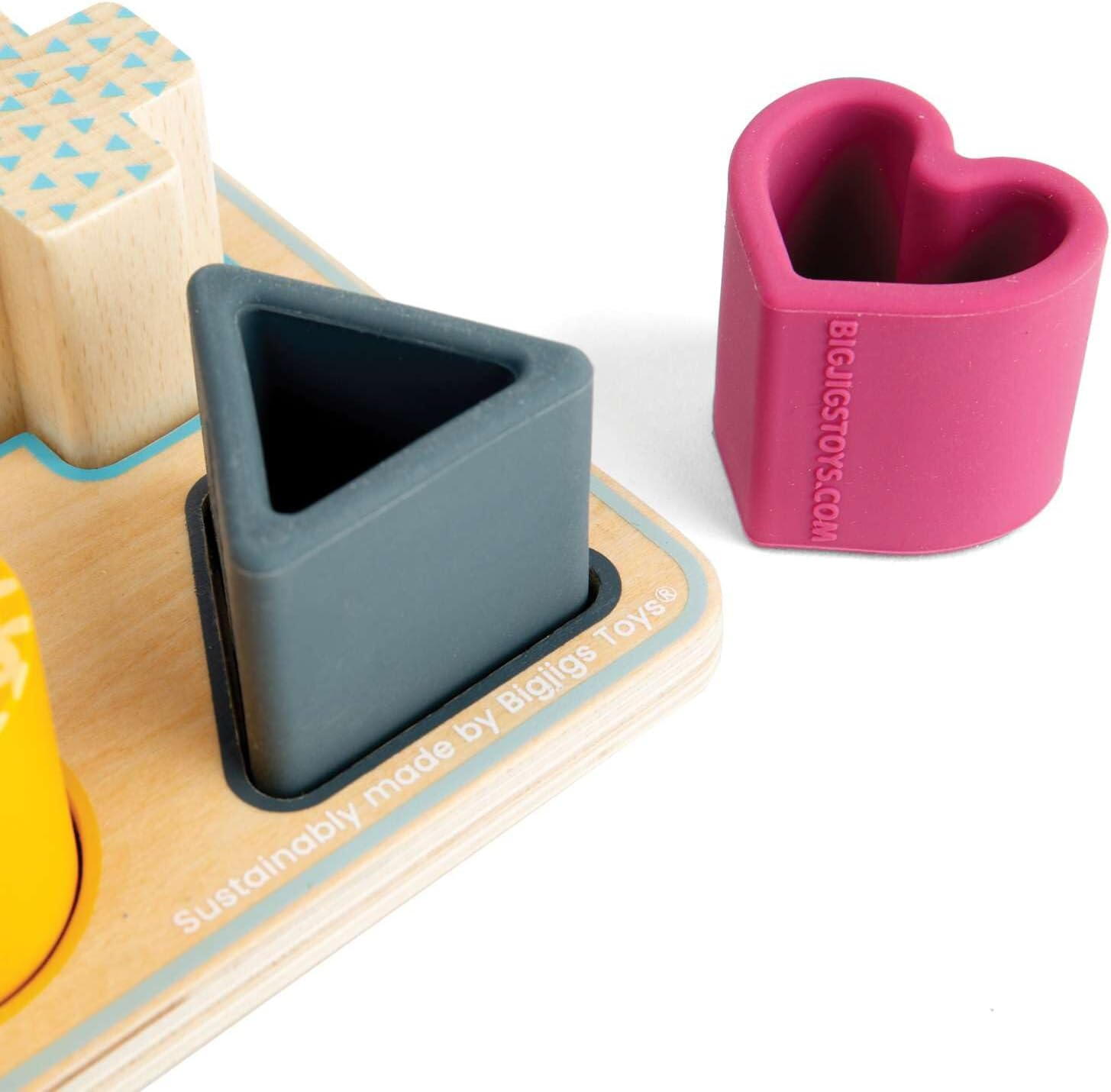 Joc de sortare forme din lemn si silicon pentru copii 12 luni+