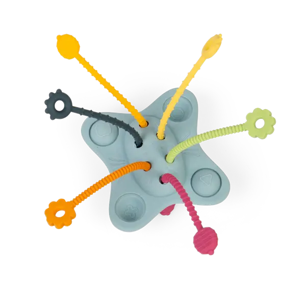 Jucarie senzoriala din silicon pentru bebelusi, trage impinge apasa