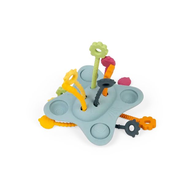 Jucarie senzoriala din silicon pentru bebelusi, trage impinge apasa