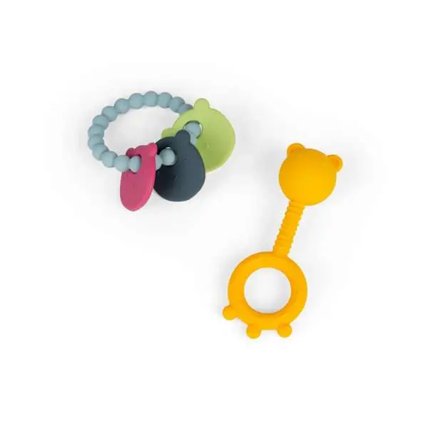 Set 2 jucării de dentiție pentru bebeluși, model ursuleț, silicon
