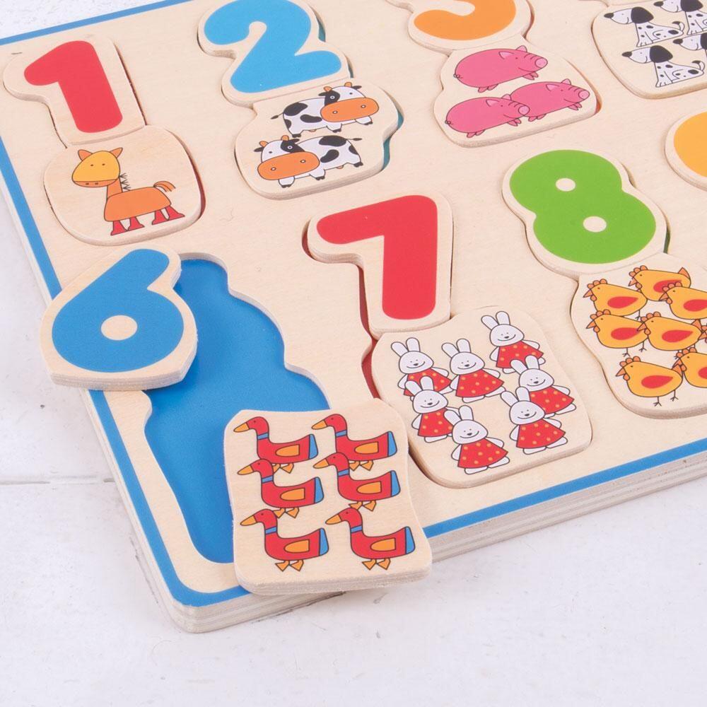 Puzzle din lemn cu numere si culori pentru copii 1-6 ani