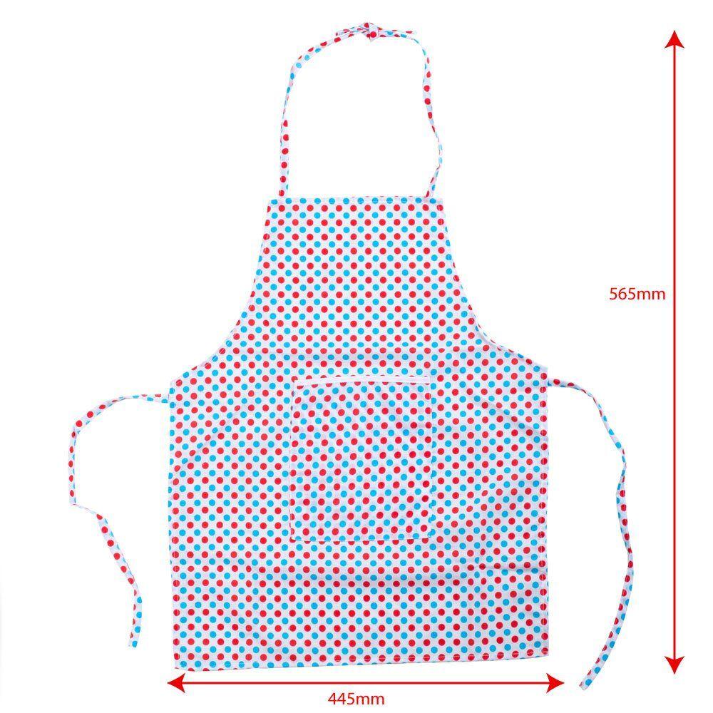 Set bucatarie copii cu sort, boneta si accesorii, alb cu buline