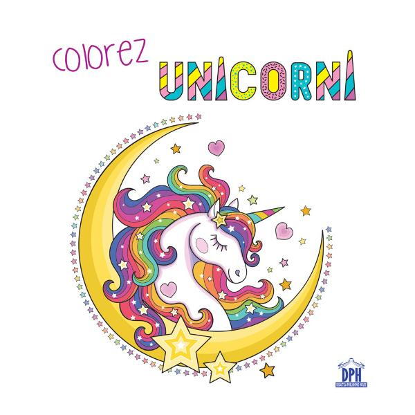 Carte de colorat cu unicorni pentru copii, 36 pagini, format 23 x 23 cm