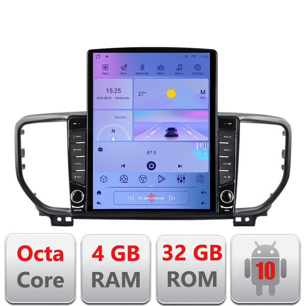 Navigatie Android Kia Sportage 2019 cu ecran Tesla 9.7 inch, GPS si WiFi