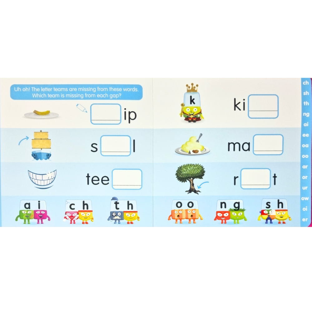 Cărticică Scriu și Șterg Alphablocks pentru fonetică în limba engleză