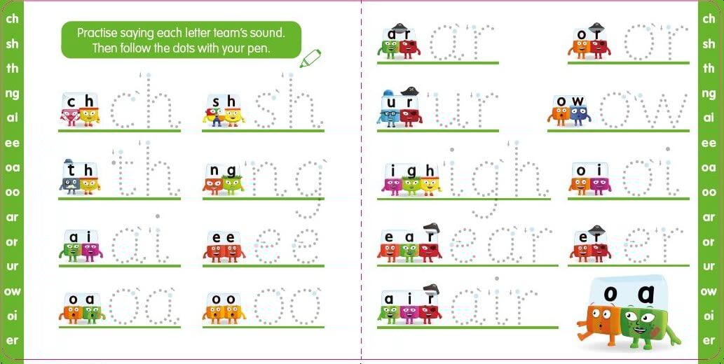 Cărticică Scriu și Șterg Alphablocks pentru fonetică în limba engleză