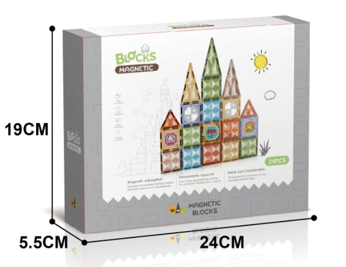 Joc magnetic de construcție Diamond, 31 piese, 7.5 cm