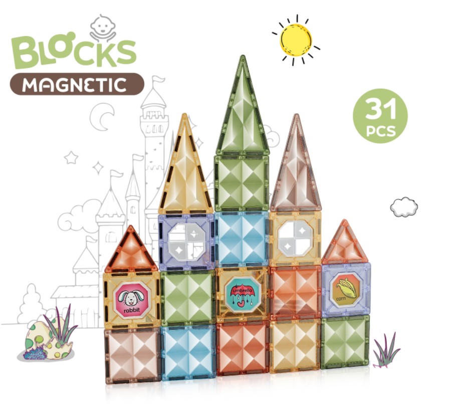 Joc magnetic de construcție Diamond, 31 piese, 7.5 cm
