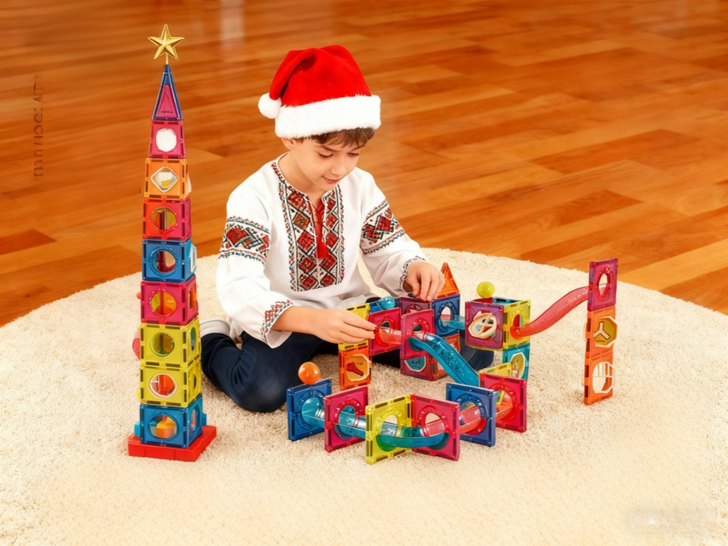 Labirint magnetic educativ pentru copii, 78 piese, constructii 3D, 7.5 cm