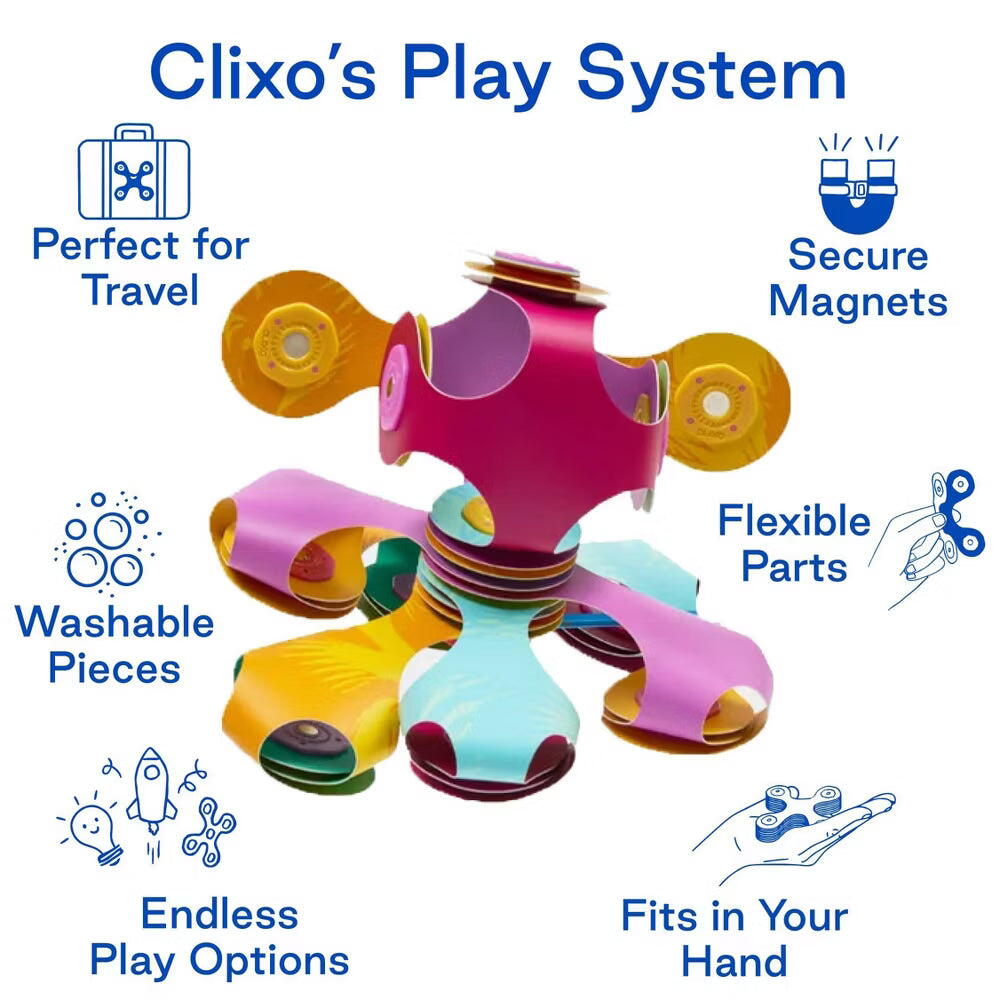 Joc magnetic de construit Clixo Tiny & Mighty Pasari tropicale, 9 piese