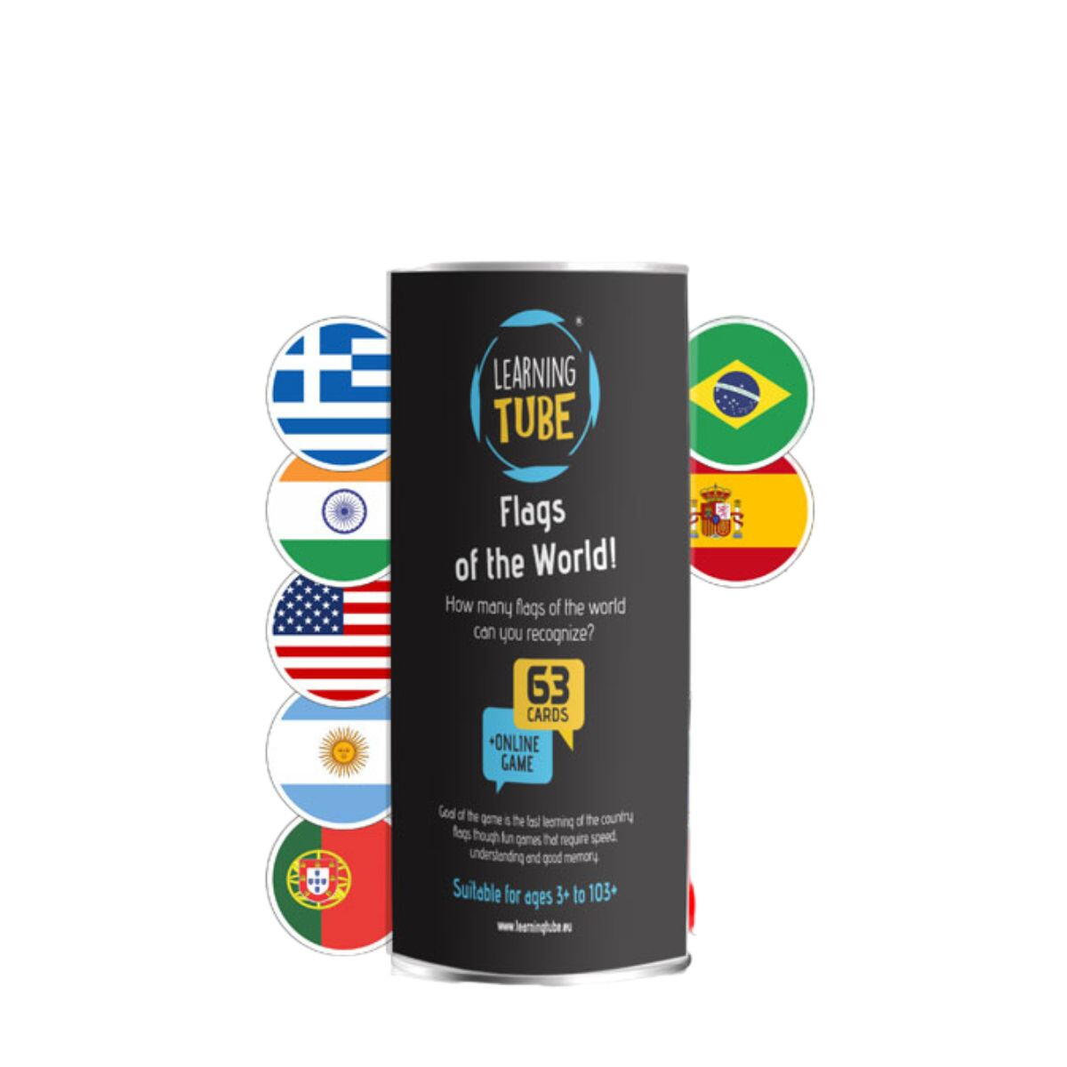 Joc educativ Learning Tube Steagurile lumii cu 63 jetoane