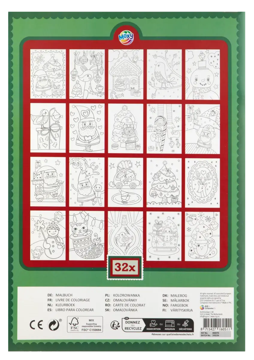 Carte de colorat de Craciun pentru copii, 32 pagini, Moxy