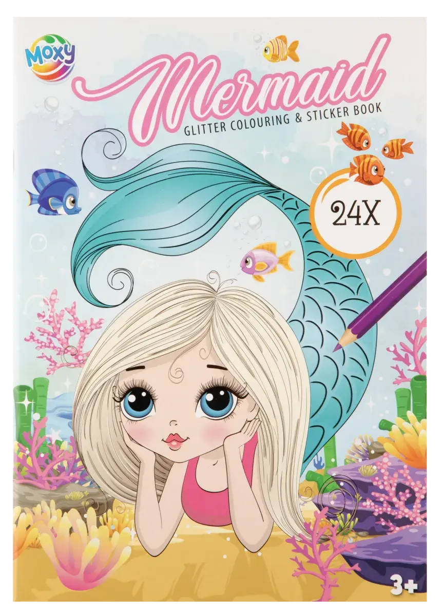 Carte de colorat cu abtibilduri si sclipici Sirena magica, format A4