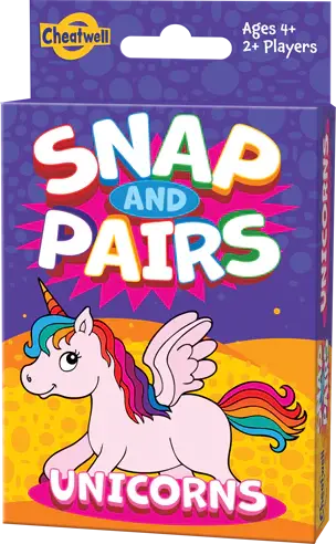 Joc de carti 2 in 1 cu Unicorni pentru memorie si atentie, 56 carti