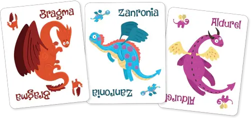 Joc de cărți Old Maid cu dragoni veseli pentru copii, 2-4 jucători