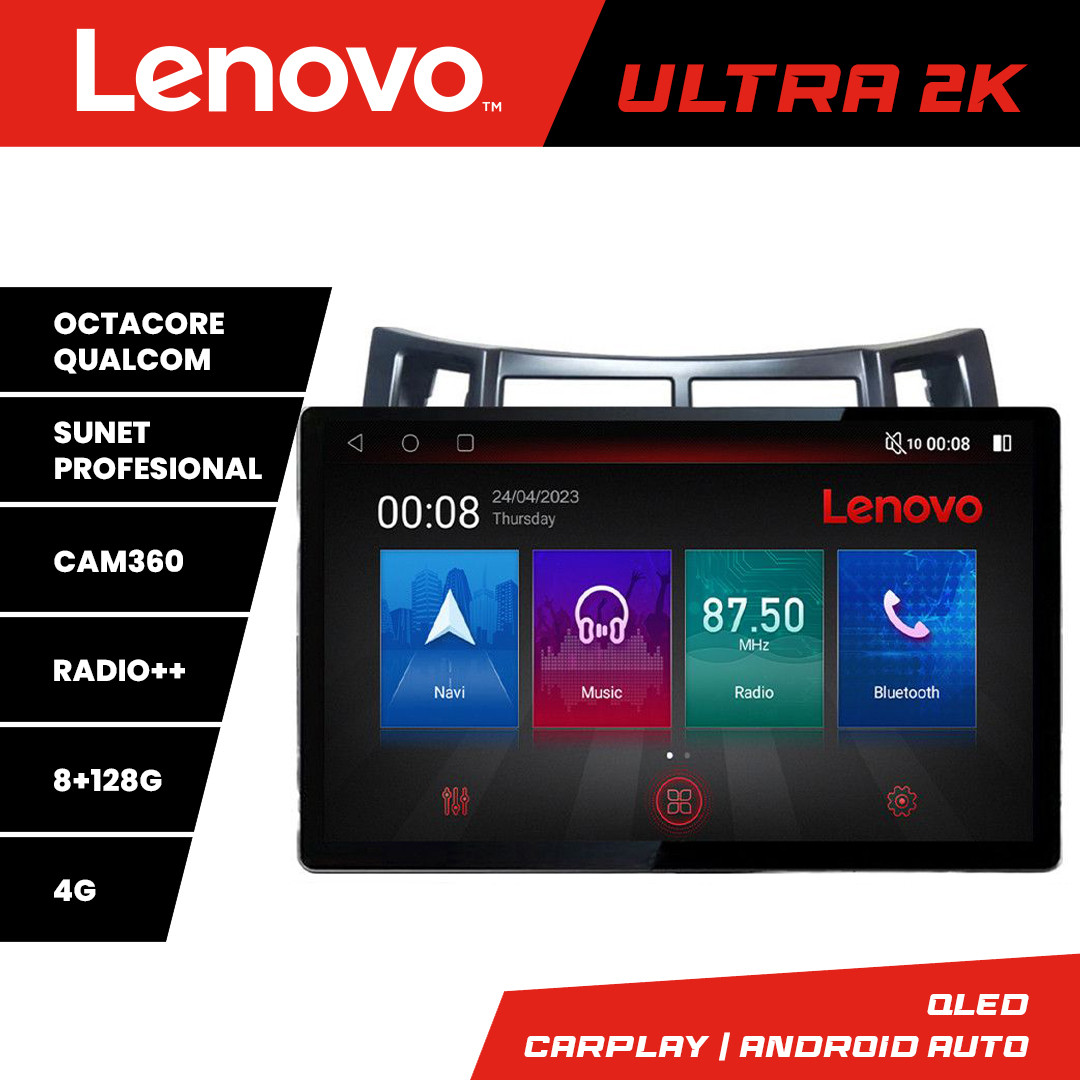 Navigație Toyota Yaris 2008-2011 cu ecran 13 inch 2K, Android 8GB+128GB