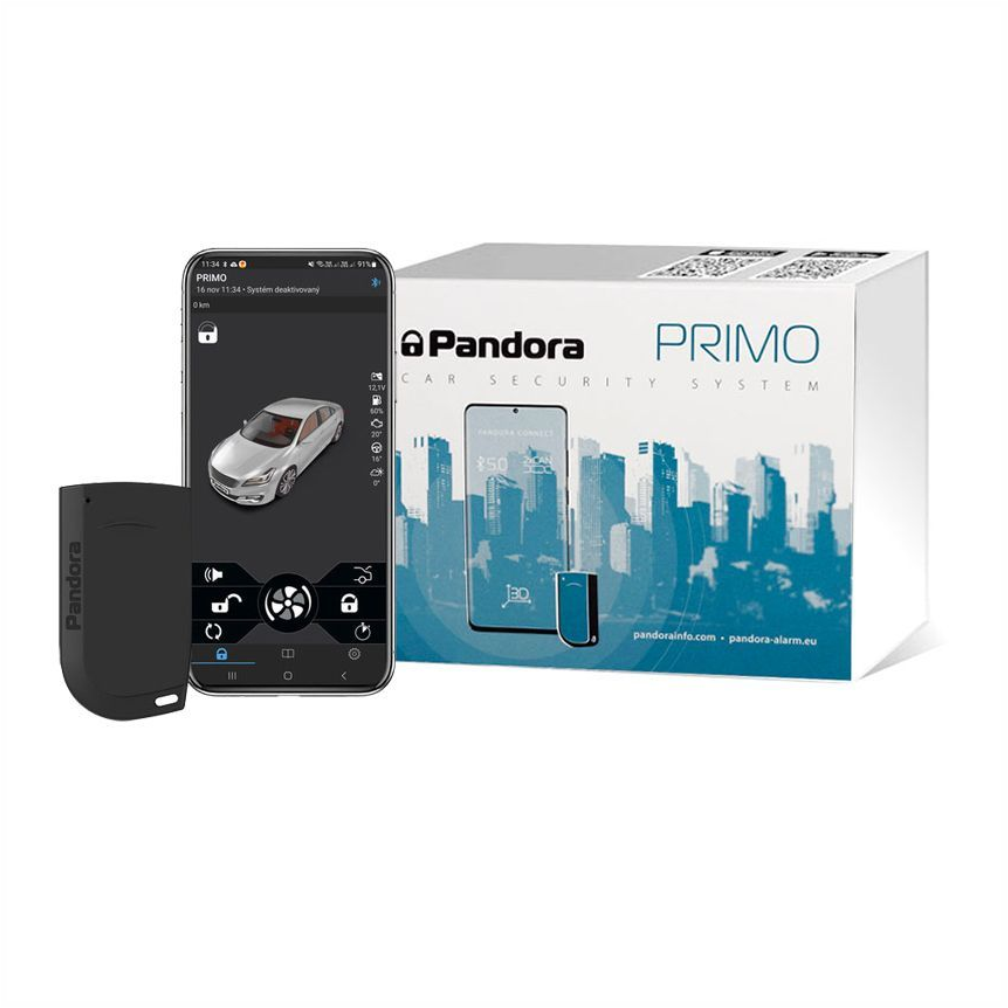 Alarma auto Pandora Primo cu Bluetooth 5.0, 2 tag-uri si senzor temperatura