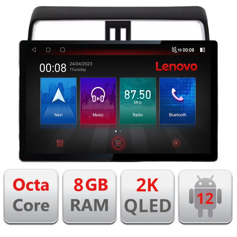 Navigație Toyota Prado J150 2018+ cu ecran 13 inch 2K, 8GB RAM și 128GB