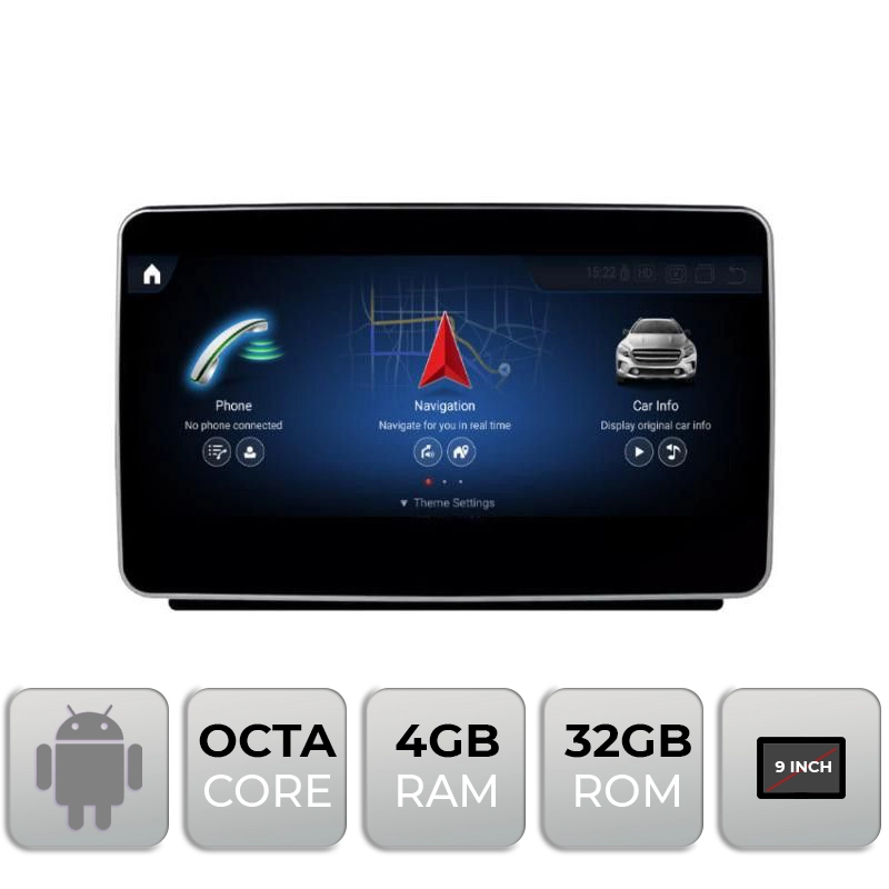 Navigație Android 9 inch pentru Mercedes ML GL X166 W166, 4G, GPS, 4+32GB