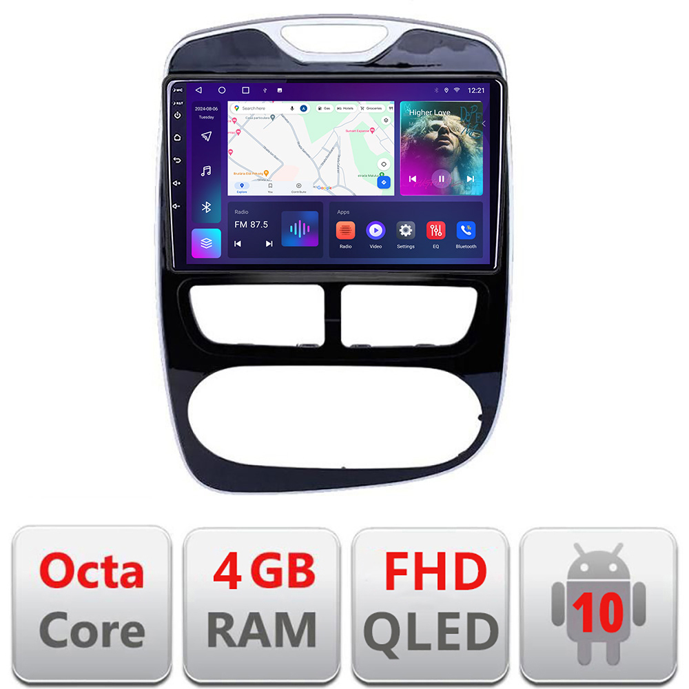 Navigatie Renault Clio 4 V1 B-467 Android Ecran QLED octa core 4+64 carplay android auto KIT-467+EDT-E310V3