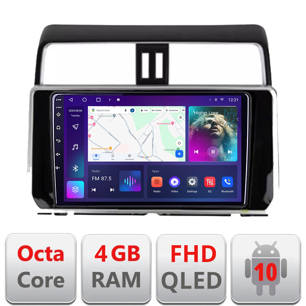Navigatie Toyota Prado J150 2018- B-1065 Android Ecran QLED octa core 4+64 carplay android auto KIT-1065+EDT-E310V3