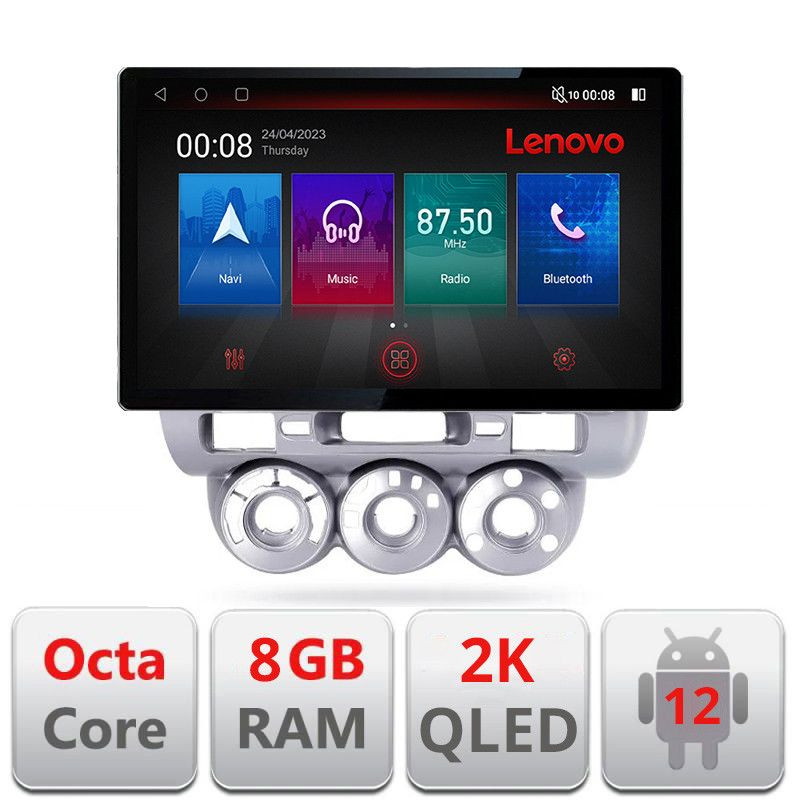 Navigatie Honda Fit Jazz 2004-2008, 13 inch 2K QLED, 8GB RAM, 128GB, 4G