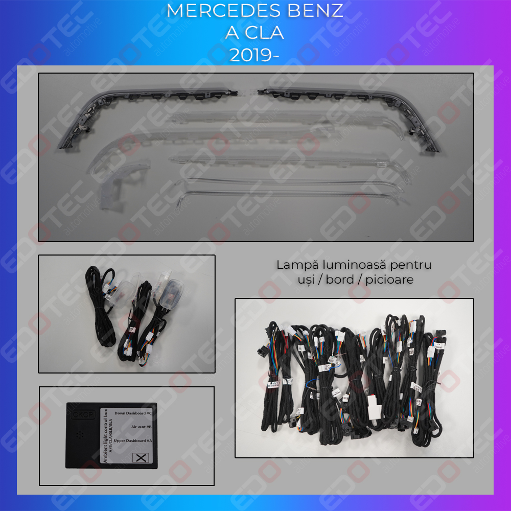 Lumini ambientale Mercedes A W177 CLA W118, 64 culori, control OEM/telefon