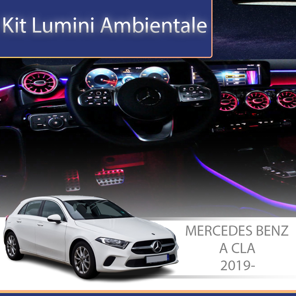 Lumini ambientale Mercedes A W177 CLA W118, 64 culori, control OEM/telefon