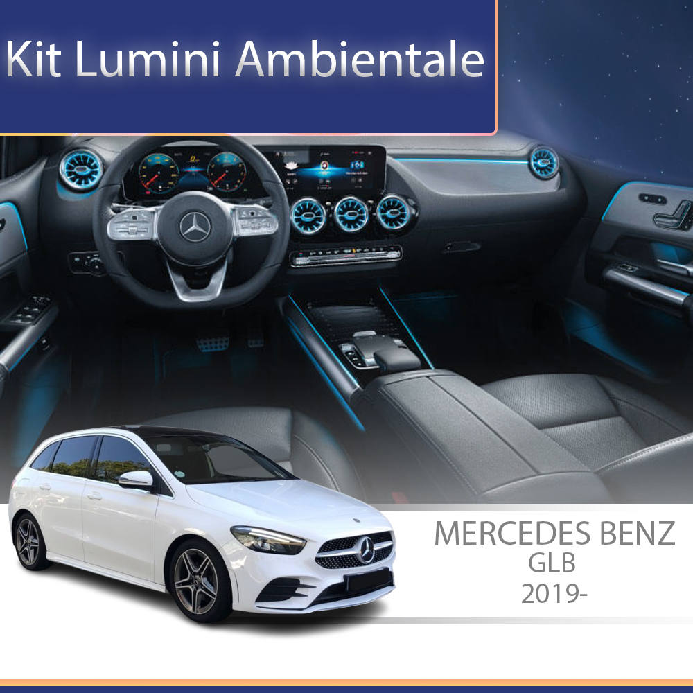 Kit lumini ambientale Mercedes GLB pentru uși și picioare, control OEM sau telefon