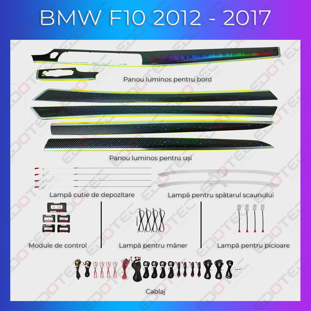 Kit lumini ambientale BMW Seria 5 F10 2012-2017, set complet cu trimuri