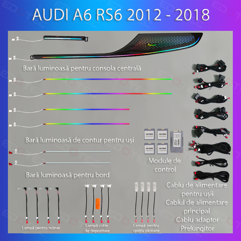 Kit lumini ambientale Audi A6 C7 RS6 2012-2018, control telefon sau sistem original