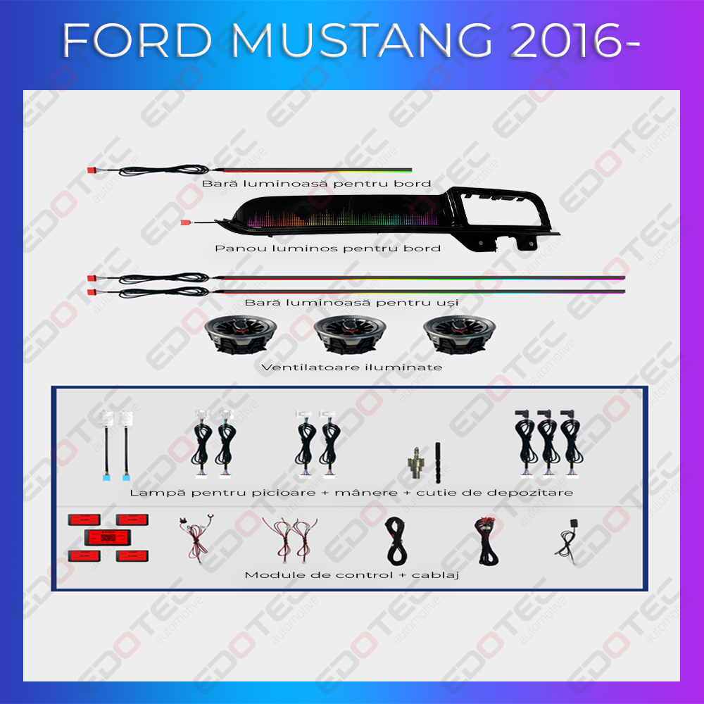 Kit lumini ambientale RGB Ford Mustang 2016-2020, control telefon/original