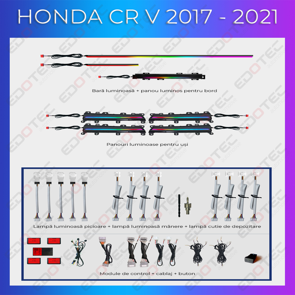 Kit lumini ambientale Honda Civic 2022, set complet RGB cu control din telefon