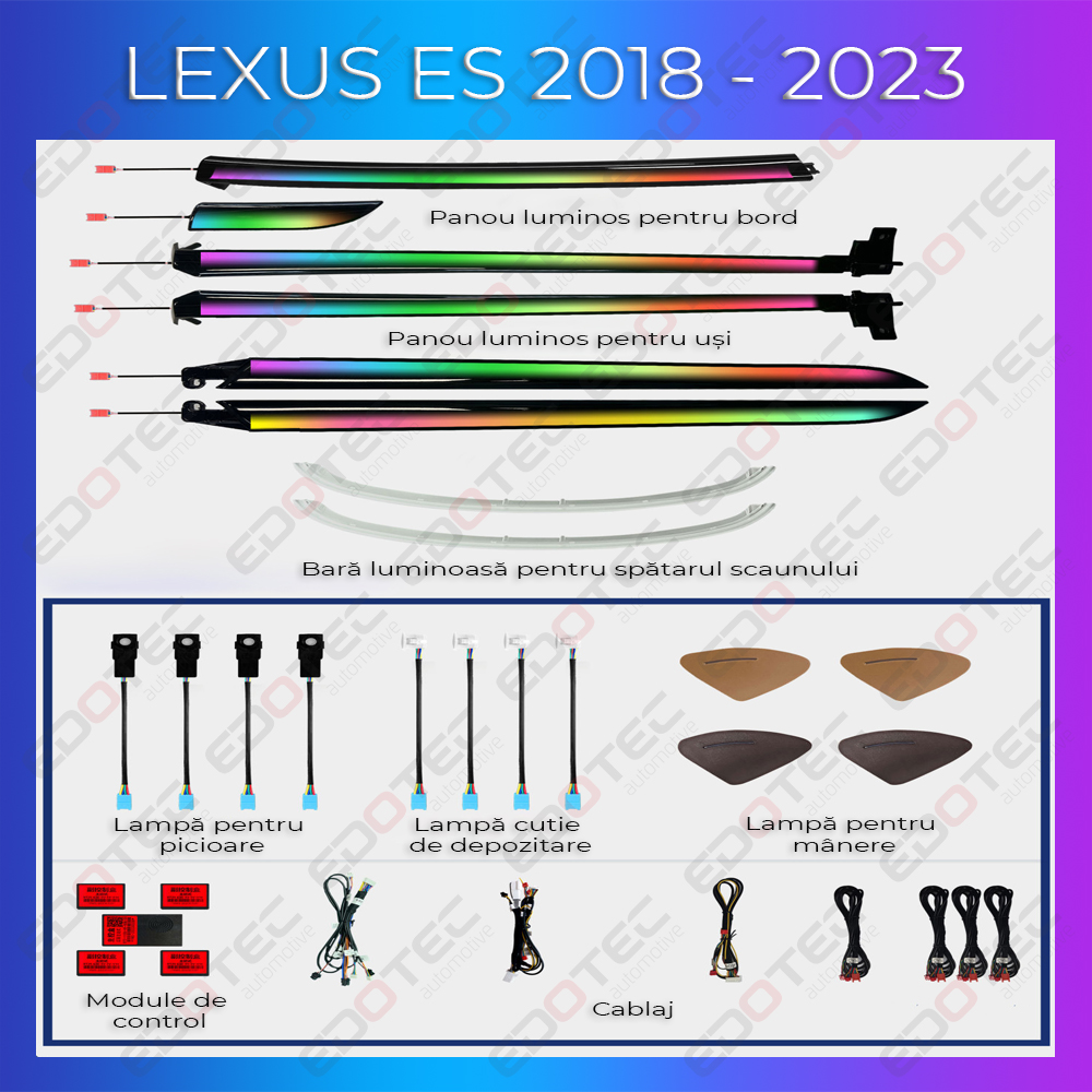 Kit lumini ambientale Lexus ES 2018-2023, control telefon sau sistem original