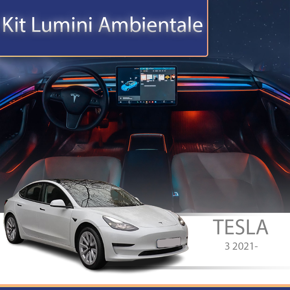 Kit lumini ambientale pentru Tesla Model 3 2021-2022, control din telefon