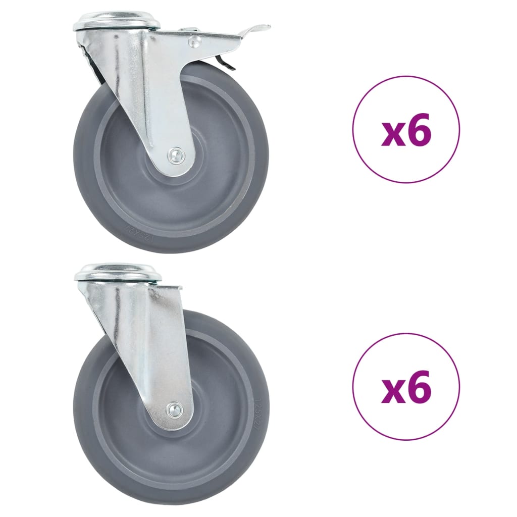 Roți pivotante cu gaură pentru șurub, 12 buc., 125 mm GartenMobel Dekor