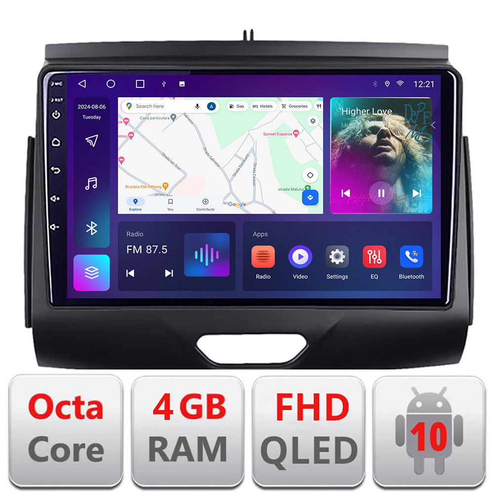 Navigație Android Ford Ranger 2015+ cu 4GB RAM, 64GB, CarPlay și GPS