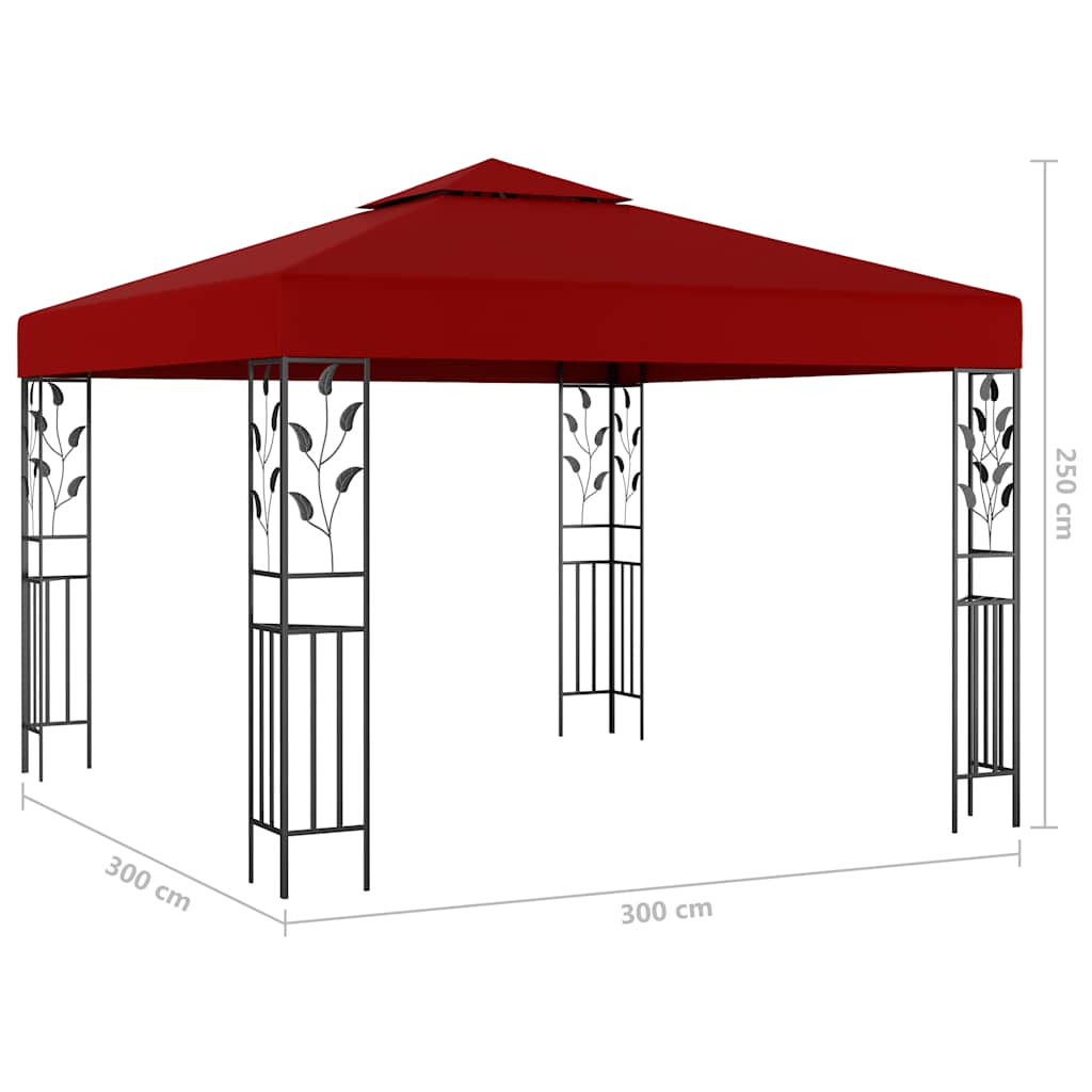 Pavilion cu șir de lumini LED, roșu vin, 3x3 m GartenMobel Dekor