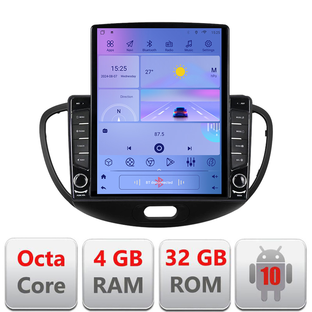 Navigație Android Hyundai i10 2007-2013, ecran 9.7 inch, Octa Core, 4GB+64GB LTE