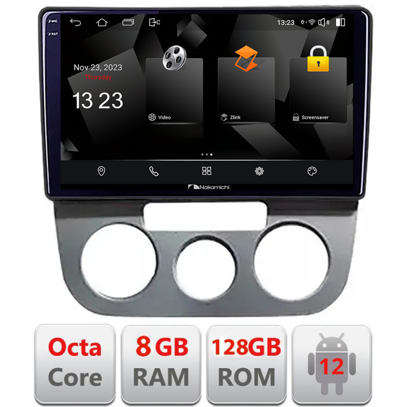 Navigație Android VW Golf 5 2004-2010 pentru climă manuală, 8GB RAM, 128GB