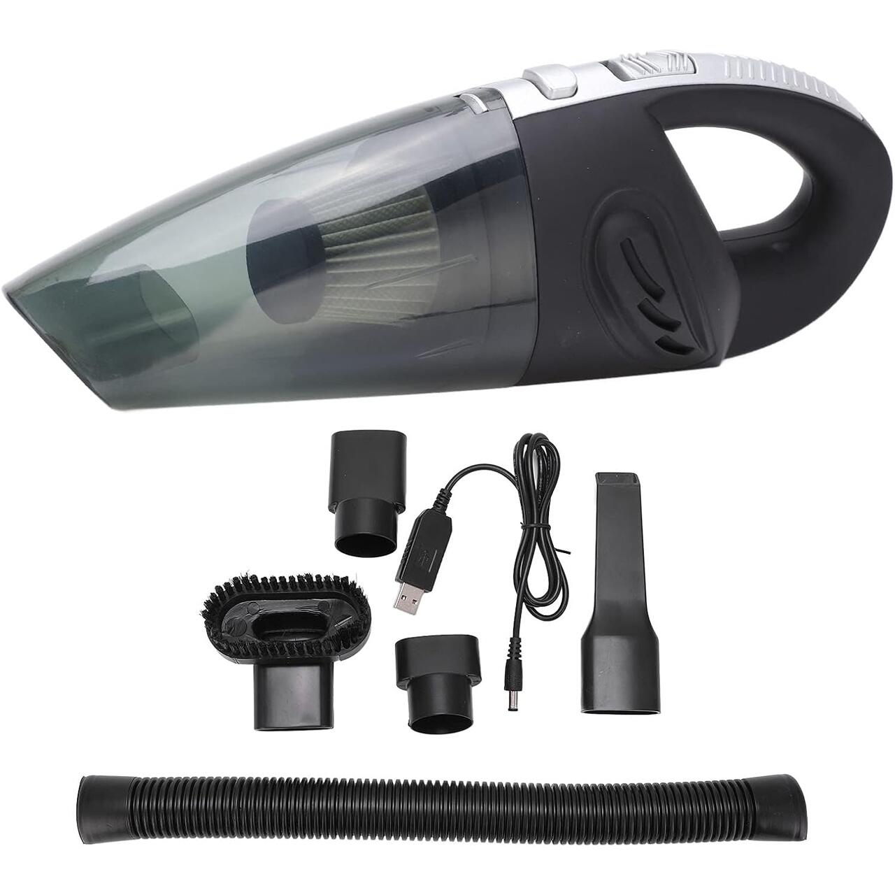 Aspirator de mana portabil 120W cu acumulator, umed/uscat, USB, negru