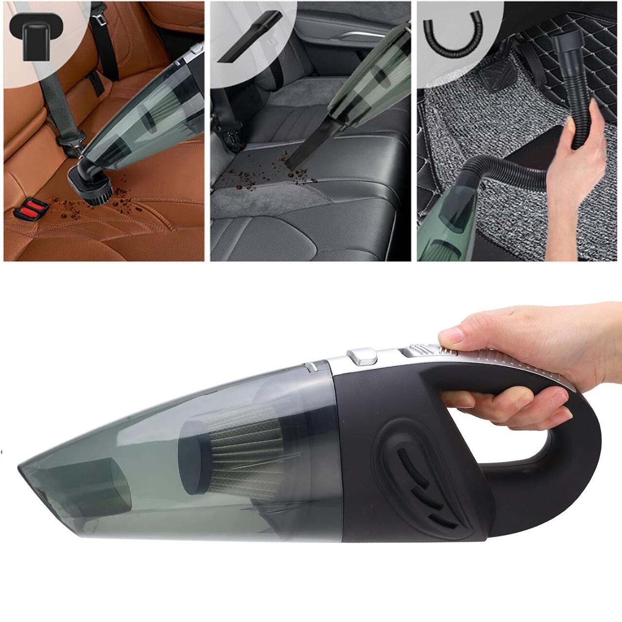 Aspirator de mana portabil 120W cu acumulator, umed/uscat, USB, negru