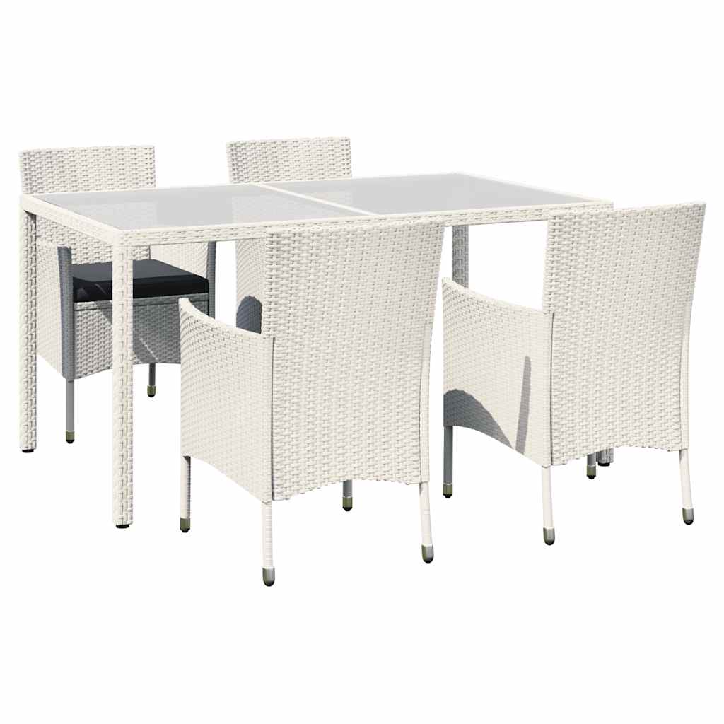 Set mobilier de exterior cu perne, 5 piese, alb, poliratan GartenMobel Dekor