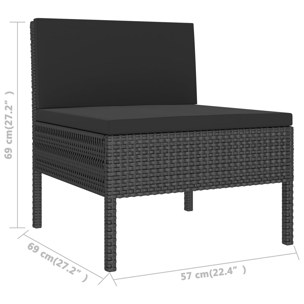 Set mobilier de grădină cu perne, 9 piese, negru, poliratan GartenMobel Dekor