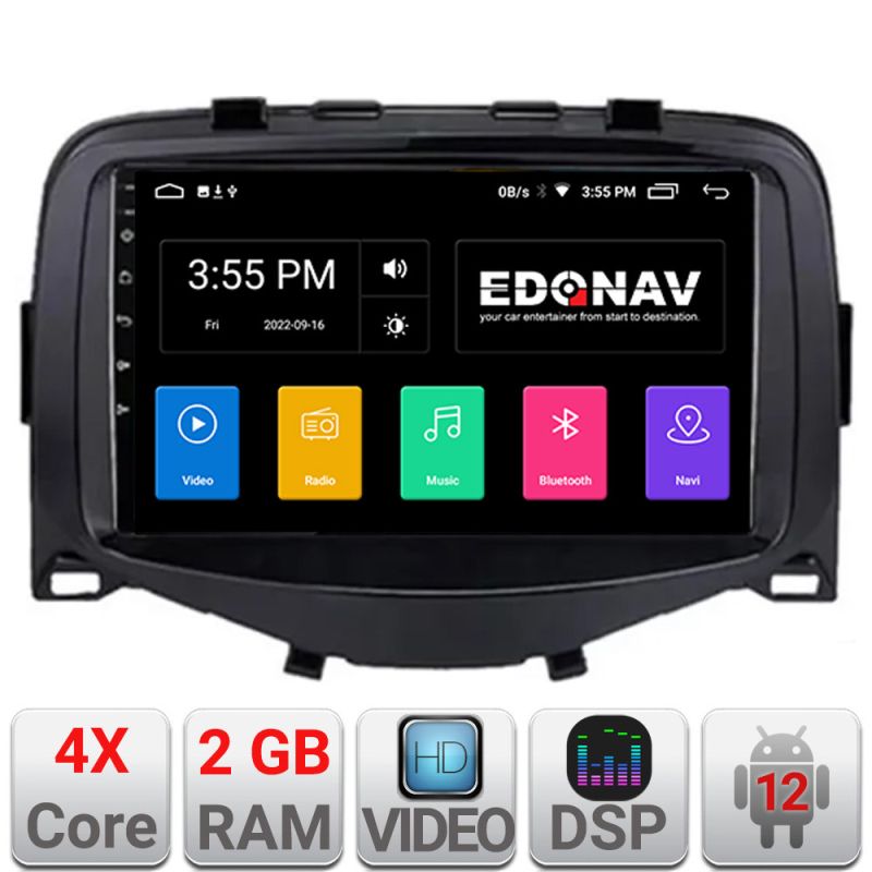 Navigație auto 7 inch Android pentru Toyota Aygo, Peugeot 108 și Citroen C1 2016-2020