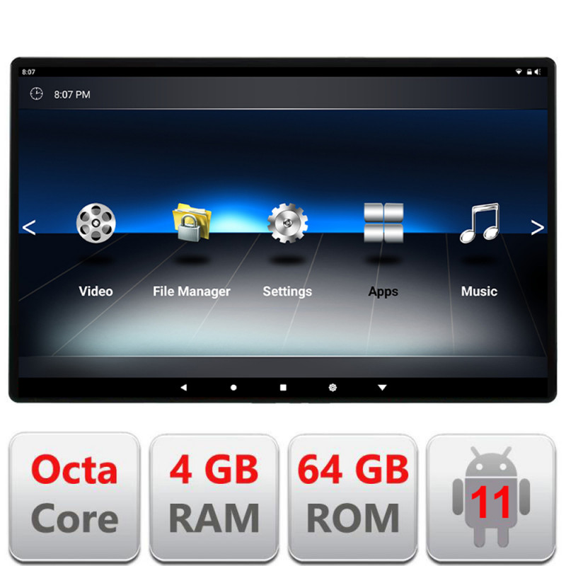 Monitor tetieră auto 10.1 inch Android 11 IPS tactil HD, WiFi și HDMI