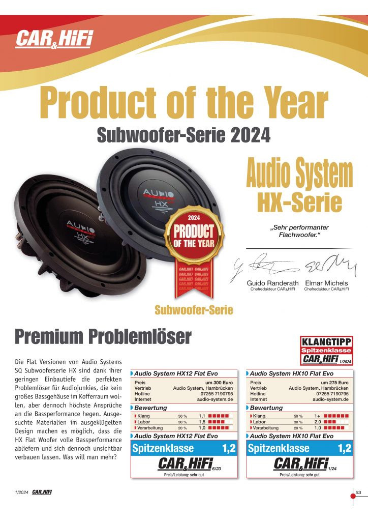 Subwoofer auto pasiv Audio System HX 12 FLAT EVO, 12 inch, 2x2 Ohm